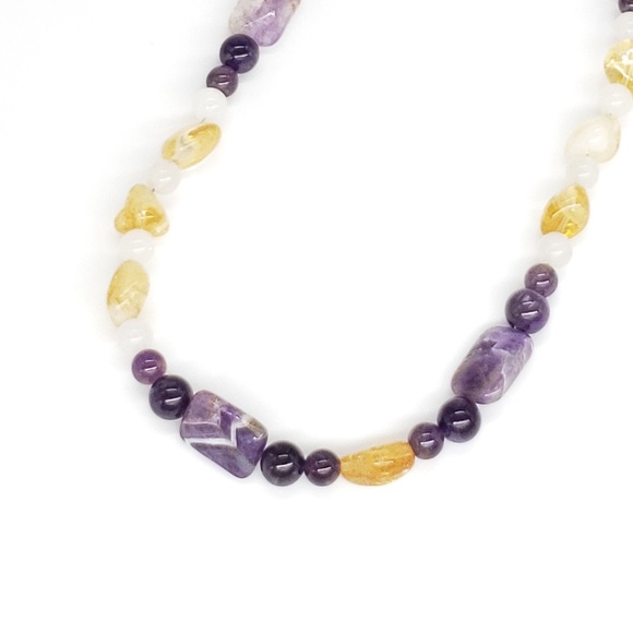 ๐ฅ Amethyst & Citrine Handmade Bead Boho Necklace - Picture 5 of 11